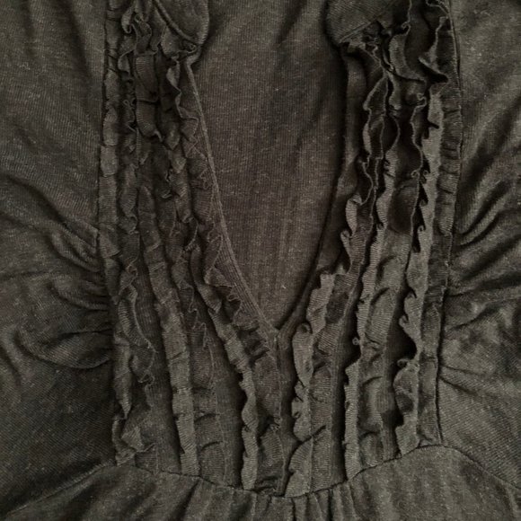 Knit A-Line Women's Grey Tuxedo Ruffle Dress - Picture 2 of 4